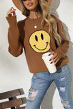 Emoji Smiling Knit Sweater - Brown