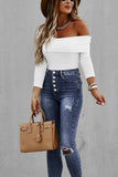 Solid Color Sexy Strapless Long Sleeves Tops