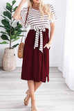 O Neck False two-piece Knee Length Dress