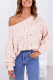 Strapless Hollow Lantern Sleeve Sweater(3 Colors)