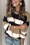 Striped O-Neck Contrast Sweater(3 Colors)