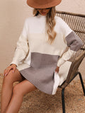 Cindy Color Block Mini Sweater Dress - Grey