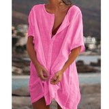 XS-8XL Plus Size Beach Wear Swimwear Deep V-neck Bikiini Cover-up Dress