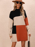 Cindy Color Block Mini Sweater Dress - Orange
