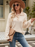 Benji Zig Zag Striped Batwing Sleeve Sweater - Beige