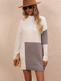 Cindy Color Block Mini Sweater Dress - Grey