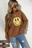 Emoji Smiling Knit Sweater - Brown