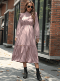 Amalia Polka Dot Smocked Cap Shoulder Maxi Dress - Dusty Pink