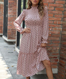 Amalia Polka Dot Smocked Cap Shoulder Maxi Dress - Dusty Pink