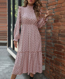 Amalia Polka Dot Smocked Cap Shoulder Maxi Dress - Dusty Pink