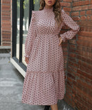 Amalia Polka Dot Smocked Cap Shoulder Maxi Dress - Dusty Pink