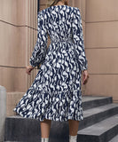 Casley Elegance Geometry Print Maxi Dress - Navy