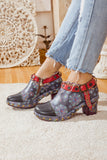 Abstract Leather Low Ankle Bootie Ledshopy.com