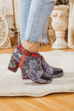 Abstract Leather Low Ankle Bootie Ledshopy.com