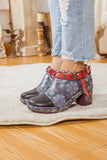 Abstract Leather Low Ankle Bootie Ledshopy.com