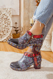 Abstract Leather Low Ankle Bootie Ledshopy.com