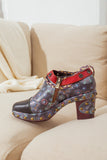Abstract Leather Low Ankle Bootie Ledshopy.com
