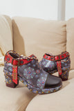 Abstract Leather Low Ankle Bootie Ledshopy.com