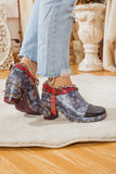 Abstract Leather Low Ankle Bootie Ledshopy.com
