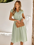 Always Falling Paisley Tiered Midi Dress - Sage Ledshopy.com