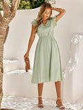 Always Falling Paisley Tiered Midi Dress - Sage Ledshopy.com