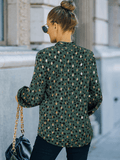 Antony Leopard Button Down Tie Blouse - Green Ledshopy.com