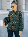 Antony Leopard Button Down Tie Blouse - Green Ledshopy.com