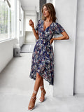 Babylonia Midi Dress - Navy Print Ledshopy.com