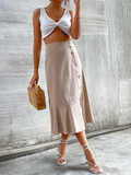 Barbara Linen Skirt - Apricot Ledshopy.com