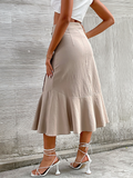 Barbara Linen Skirt - Apricot Ledshopy.com