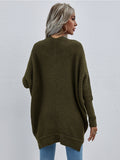 Batwing-Sleeve Open Knit Cardigan - Olive Ledshopy.com