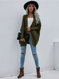 Batwing-Sleeve Open Knit Cardigan - Olive Ledshopy.com