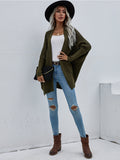 Batwing-Sleeve Open Knit Cardigan - Olive Ledshopy.com