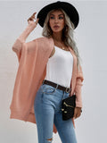 Batwing-Sleeve Open Knit Cardigan - Peach Ledshopy.com