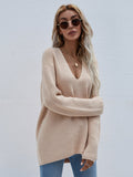 Beige Marjorie V-Neck Knit Sweater Ledshopy.com