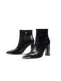 Black Amalee Croc-Embossed Leather Bootie Ledshopy.com
