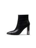 Black Amalee Croc-Embossed Leather Bootie Ledshopy.com