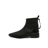 Black Back-Zip Leather Ankle Boot Ledshopy.com