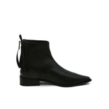 Black Back-Zip Leather Ankle Boot Ledshopy.com