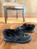 Black Faux-Fur Anklet Yana Moccasin Ledshopy.com