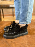 Black Faux-Fur Anklet Yana Moccasin Ledshopy.com