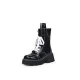 Black Patent Leather Combat Boots Ledshopy.com