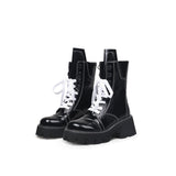 Black Patent Leather Combat Boots Ledshopy.com