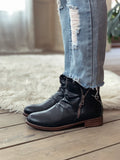 Black Side Zip Ruched Ankle Boot Ledshopy.com