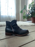 Black Side Zip Ruched Ankle Boot Ledshopy.com