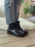 Black Side Zip Ruched Ankle Boot Ledshopy.com