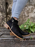 Black Side Zipper Low Ankle Boot Ledshopy.com