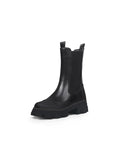 Block Heel Mid-Length Black Leather Chelsea Boot Ledshopy.com