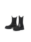Block Heel Mid-Length Black Leather Chelsea Boot Ledshopy.com