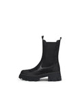Block Heel Mid-Length Black Leather Chelsea Boot Ledshopy.com